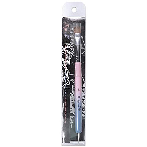 Ivy-L Premium 2 Way French Gel Acrylic Nail Art Kolinsky Brush With Dotting Tool for Professional Manicure Cuticle Clean Up Nail Art Design, Pink Blue Wood Handle (Size 16)