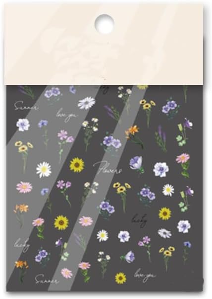 Magrace Flower Nail Stickers for Spring 1 Sheets 5D Self-Adhesive Nail Art Decals for Women Flower Stickers Decoration