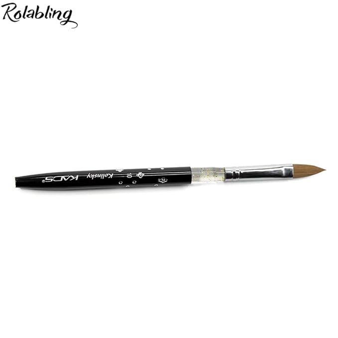 Size 10# Black 100% Kolinsky Sable Acrylic Nail Art Brushes UV Gel Nail Painting Pen Brushes (Size 10)