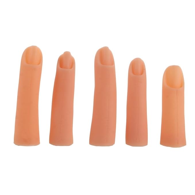 5Pcs Silicone Practice Fingers,Fake Nail Training Finger Soft Realistic Joint Nail Practice Fingers Manicure False Fingers for Hand Nail Art Training Display Tools