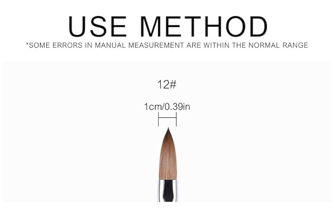 Size 12# Black 100% Kolinsky Sable Acrylic Nail Art Brushes UV Gel Nail Painting Pen Brushes (Size 12)