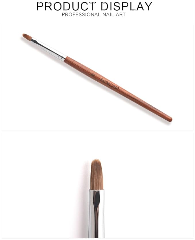 KADS Nail Acrylic Brush Kolinsky Nail Extension Brush Oval Crimped Shaped Sturdy Wooden Handle Acrylic Powder Nail Art Brush Professional Manicure Pedicure (4#)