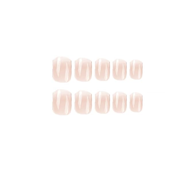 24pcs Nude Press On Nails - Short, Square, Glossy, Full Cover, Reusable False Nails - DIY Manicure Kit