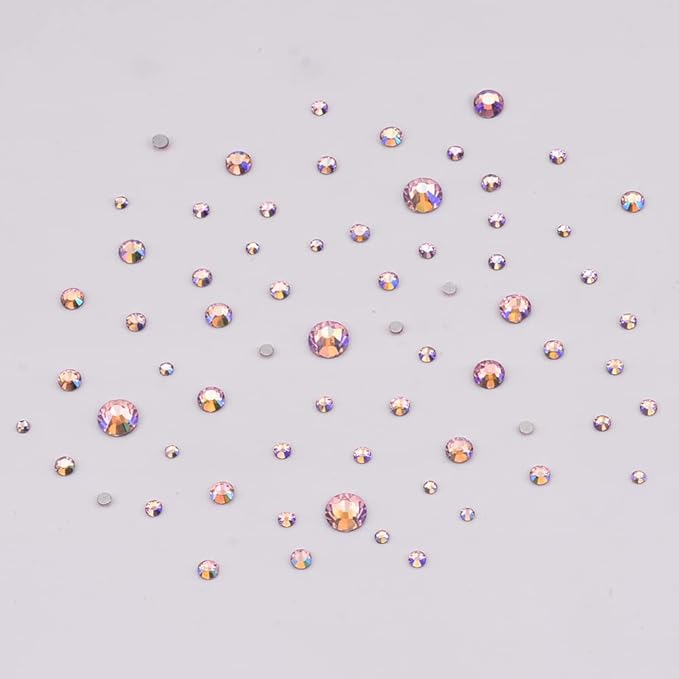 820pcs Crystal Pink AB Mix Shapes and Sizes Nail Art Rhinestones DIY Non Hotfix Flatback Glass Round Nail Stones Gems Set for Makeup Nail Crafts Tumblers Bulk Supply