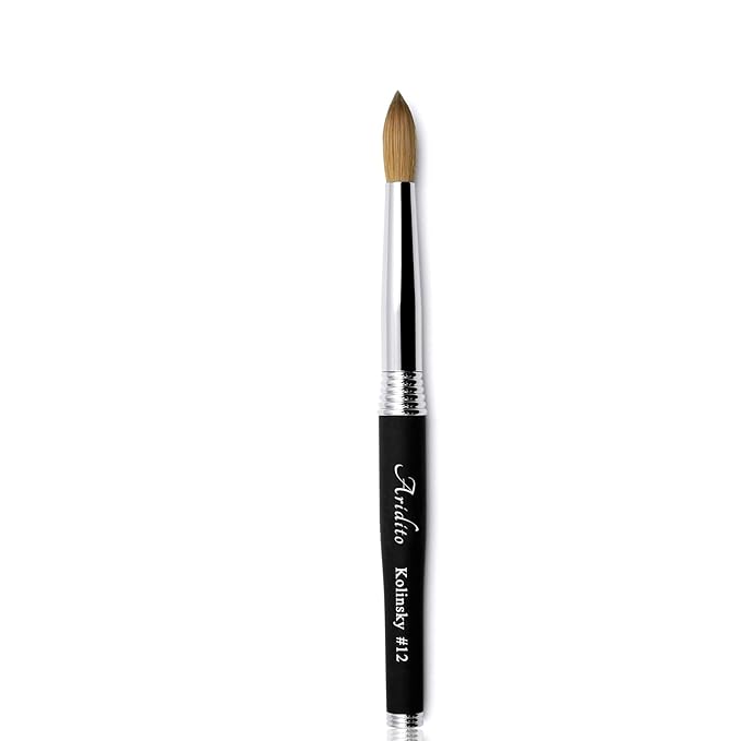 100% pure Kolinsky Round Head Acrylic nail art brush black metal handle for Professional Manicure DIY Home Salon（#12#14#16#18） (#12)
