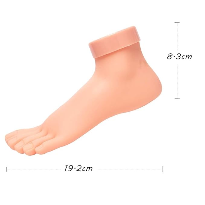AORAEM Practice Fake Foot Flexible Movable Soft Silicone Fake Foot Tool for Nails Training Display Pink