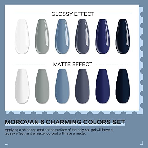 Morovan Poly Gel Nail Kit Starter Set – 6 Vibrant Colors DIY Salon Extensions Gel for Beginners – Professional Poly Nail Art Kit