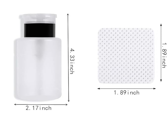 600 PCS Lint Free Nail Wipes,Non-Woven Fabric Nail Cleaning Pads Lash Extensions Glue Cleaning Wipes,accompanied by 1 Empty Pump-Style Bottle Dispenser Nail Care Set (White)