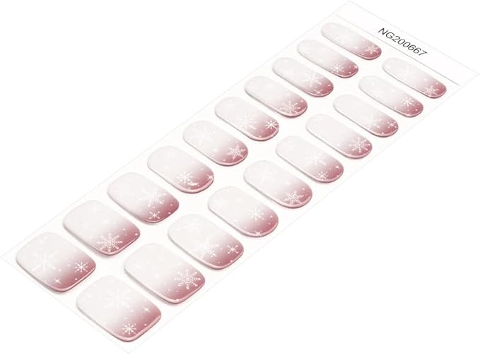 Semi Cured Gel Nail Strips 20 Pcs Christmas Snowflake Gel Nail Wraps, Stickers, UV Light Required Nail Art Design Decoration Accessories