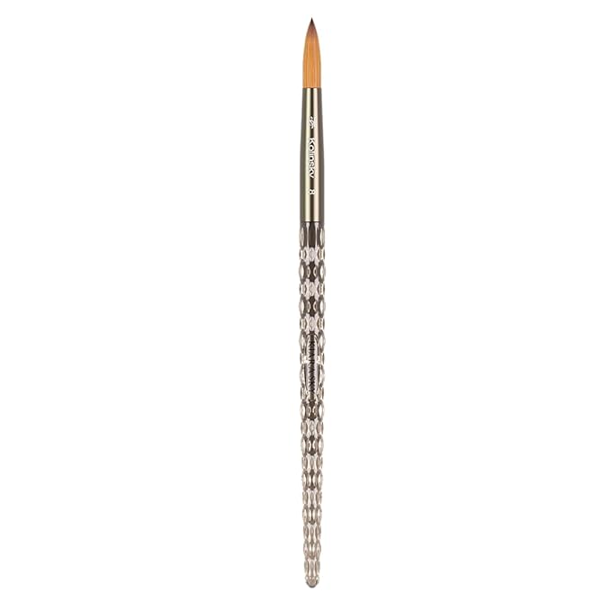 Kiara Sky Acrylic Brush #8 - Black | 100% Pure Kolinsky | Crystal Cut Handle and Acetone Resistant