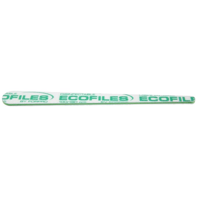 ForPro Professional Collection Tapered ECOFILES, Eco-Friendly Manicure and Pedicure Foam Board Nail File, 100/180 Grit, Green, 20-Count