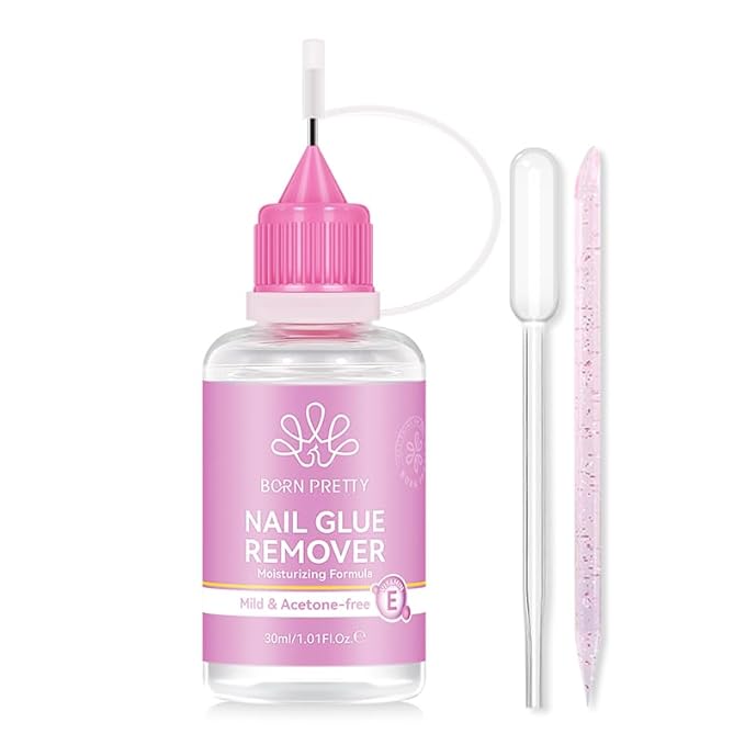 BORN PRETTY 30ML Pinpoint Nail Glue Remover for Press on,Gentle Remover for Nails Tips & Gel x Nails,Multi-Functional Fake Nail Remover Glue Off for DIY Home Salon,Quick Adhesive Debonder