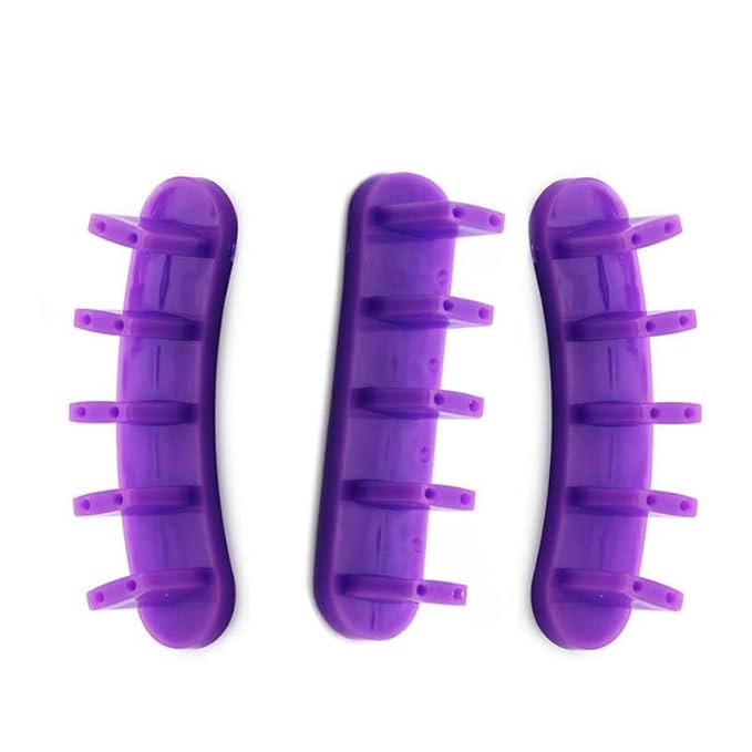 3pcs False Nail Art Tips Practice Display Stand Tool with 10 pcs False Nail Tips for Gel Nail Polish DIY Nail Training Tools (Purple)