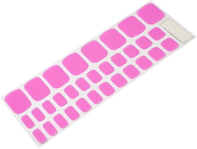 Semi Cured Gel Nail Strips – 32 Pcs Gel Pedicure Stickers - UV Nail Wraps for Toenails, Easy Application, Long Lasting, Salon Quality & UV Light Required - Dark Pink P