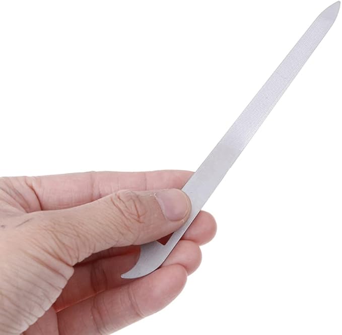 Yeshan Stainless Steel Triple-Cut Long Nail File with Nail Cleaner Tip,5.5 Inch,Pack of 2