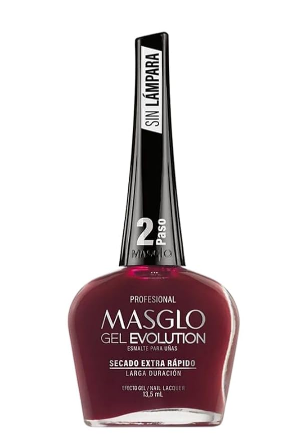 MASGLO GEL EVOLUTION Nail Polish Gel Effect, No UV/Led Lamp Required, Duration up to 12 day, 1 peice color (PROFESIONAL) Gel sin necesidad de lampara UV/Led, hasta 12 dias de duracion