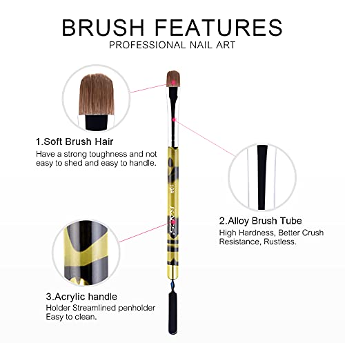 KADS Kolinsky Brush 2 Way Acrylic Professional French Manicure Clean-up Brush Nail Art Brush Stirring Rod((10#)
