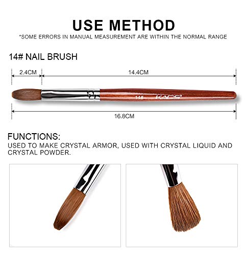 KADS Kolinsky Sable Acrylic Nail Art Brush Red Wood Pen Nail Brush for Nail Art Manicure Tool (14#)