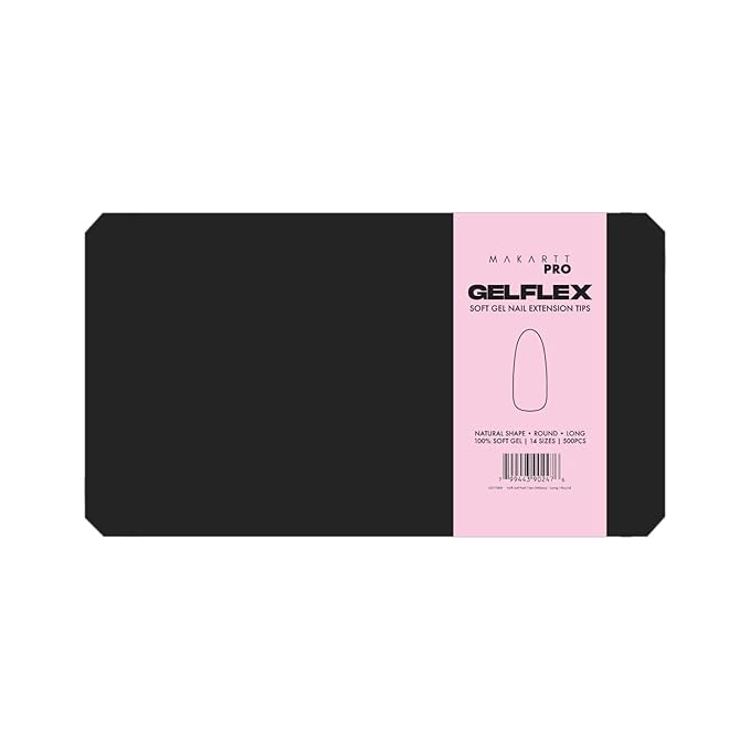 MakarttPro GelFlex Soft Gel Tips 500pc Box – Long Round Shape – 14 Sizes 00–9 – Clear Soft Gel Extensions – Easy to Apply, Lightweight, Professional Salon Quality