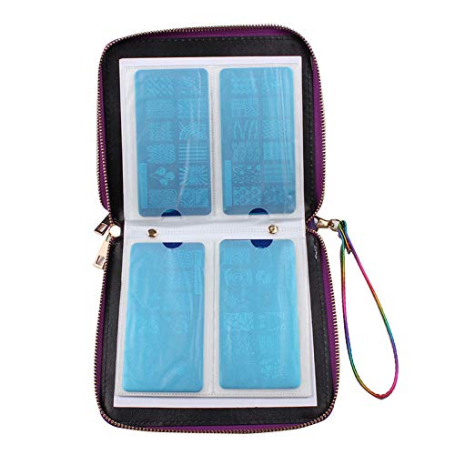 120 Slots Nail Stamping Plate Holder Case Laser Style Manucure Rectangular Nail Art Plate Organizer avec Double Zipper Nail Template Case