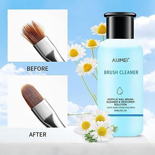 AIJIMEI Acrylic Monomer Liquid Kit 2 fl.oz AcrylicLiquid Nail System Manicure Tools AcrylicMonomer with 1.4 fl.oz Nail Brush Cleaner and AcrylicNail Brush (Acrylic Brush Set)