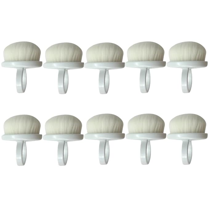 10PCS Nail Dust Brushes Lightweight, Soft Small Dust Brush Nails, Portable Nails Dusting Cleaning Brush Ring for Makeup Nail Art, White