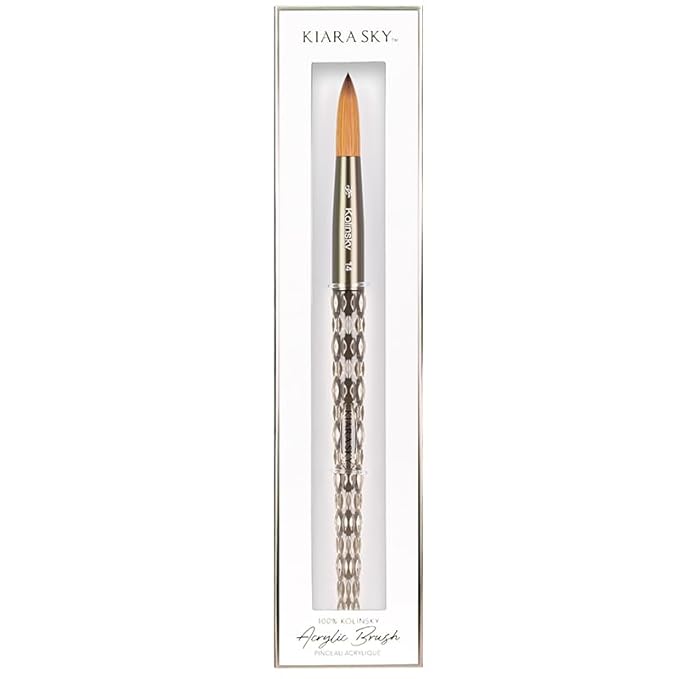 Kiara Sky Acrylic Brush #14 - Black | 100% Pure Kolinsky | Crystal Cut Handle and Acetone Resistant
