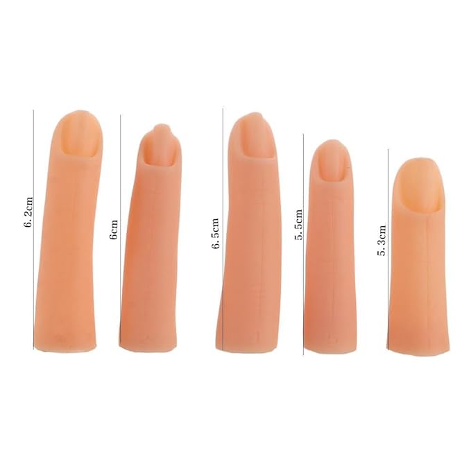 5Pcs Silicone Practice Fingers,Fake Nail Training Finger Soft Realistic Joint Nail Practice Fingers Manicure False Fingers for Hand Nail Art Training Display Tools
