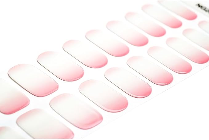 Semi Cured Gel Nail Strips 20 Pcs Gradient Pink Gel Nail Wraps, Stickers, UV Light Required Nail Art Design Decoration Accessories