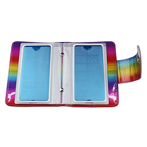 20Slots Nail Stamping Plate Case Holographic Nail Art Image Holder Rainbow Laser Design Rectangular Nail Art Plate Organize for Large Size 6X12CM (Rainbow)