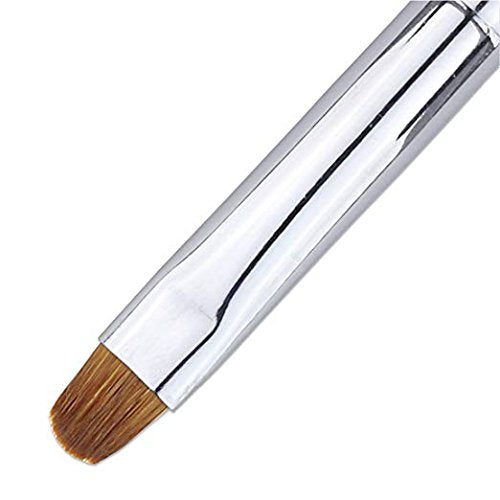 Ivy-L Premium 2 Way French Gel Acrylic Nail Art Kolinsky Brush With Dotting Tool for Professional Manicure Cuticle Clean Up Nail Art Design, Pink Blue Wood Handle (Size 8)