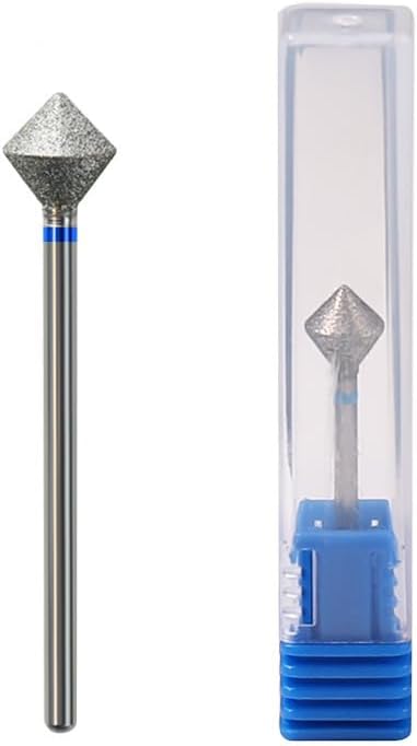 Acycoin2A 2Pcs 10mm Rhombus Diamond Nail Drill Bit 3/32" Rotary Burr Manicure Pedicure Grinding Head Nail Cutters for Professional and Home Use