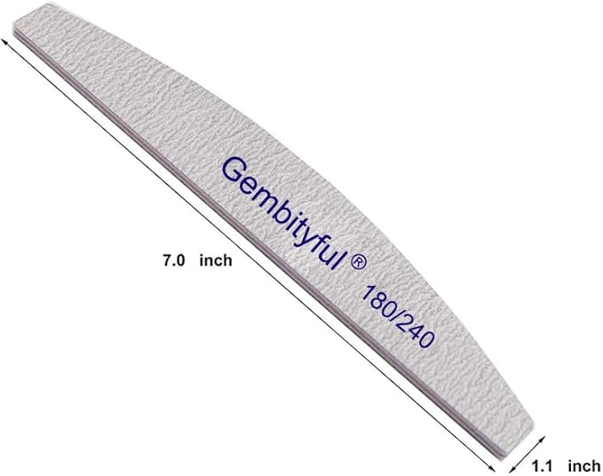 25 Pcs Thick Nail File 180/240 Grit Semicircle Shape, Emery Boards Nail File for Natural Nails and Acrylic Nails, Double Sided Boards Profesional for Home and Salon
