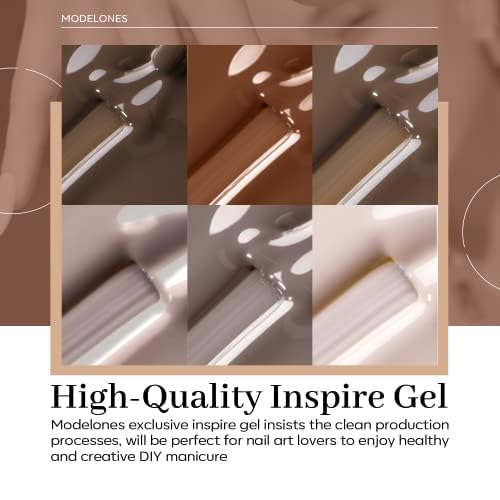 modelones Gel Nail Polish Set - 6 Colors Neutral Nude Brown Gel Polish Caramel Maroon All Skin Tones Nail Gel Polish Kit Soak Off LED Nail Art Manicure DIY Salon Home Gift