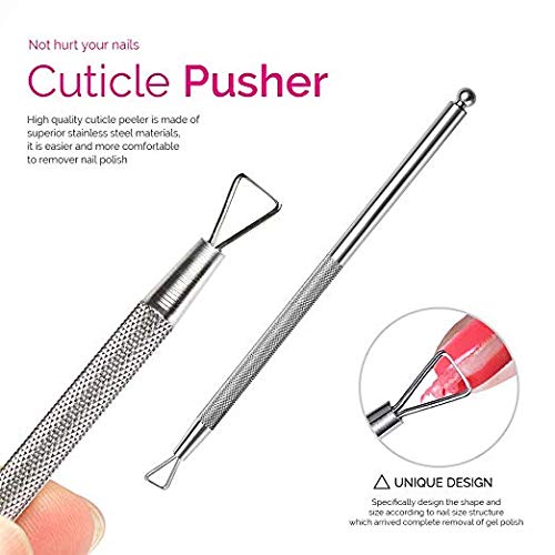 Teenitor Nail Gel Remover Tools Kit with Pink Polish Remover Clips, Cuticle Peeler Scraper, Gel Nail Brush, 115 Pack Nail Wipe Cotton Pads, Nail File Grits 120/180 Buffer Block Grits 400/4000 Rose