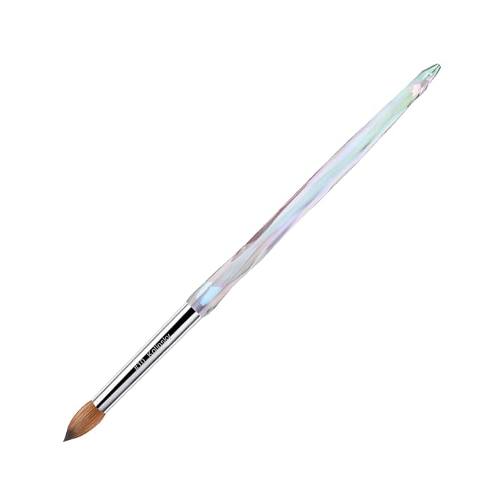 MakarttPro Kolinsky Crimped Acrylic Nail Brush for Acrylic Powder and EMA Monomer Application, Made for Professional Nail Technicians and Beginner Nail Students, Size #10