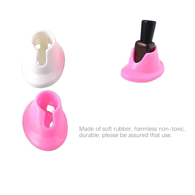 Soft Rubber Nail Polish Bottle Holder, 4PCS Nail Polish Ring Holder, Stand Manicure Display Tools for Nail Art Design Painting Salon DIY(White Pink)