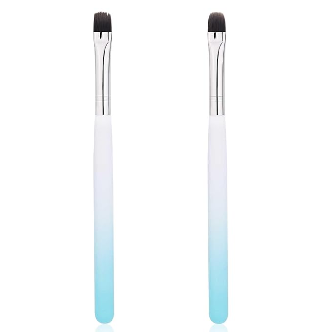 2pcs Nail Art Clean up Brushes, Painting Brushes for Gel Nails with Round & Flat Head Pen Painting Tools for Nail Design & Polish Mistake Cleaning