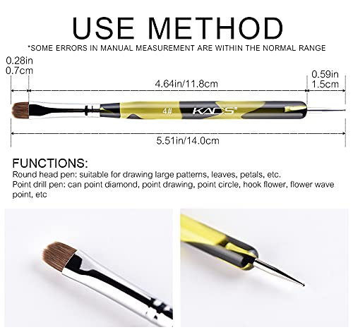 KADS Kolinsky Sable Brush 2 Way Acrylic Professional French Manicure Clean-up Brush Nail Art Brush Nail Dotting Pen (5 Pcs Different Series)