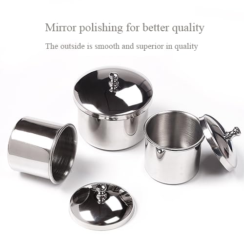 Manicure Stainless Steel Cup Set Nail Art Acrylic Liquid Holder Professional Stainless Steel Storage Box Acrylic Powder Organizer Tray (3PCS)