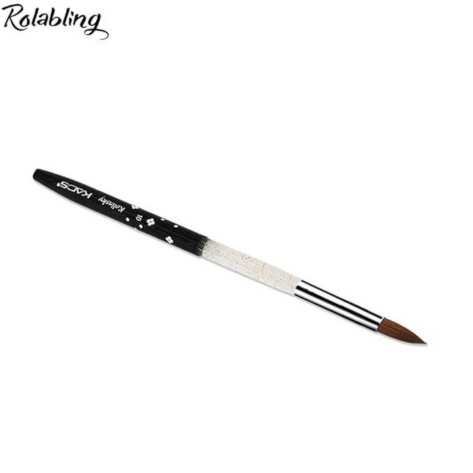 Size 10# Black 100% Kolinsky Sable Acrylic Nail Art Brushes UV Gel Nail Painting Pen Brushes (Size 10)