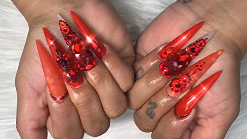 1000pcs Red Nail Rhinestones +1pc Dotting Pen 20 Shapes Flat Crystal Irregular Diamonds 3D Manicure Nail Art Decoration Charms Jewelry Gems Stones Beads For Nail Art Phone Shoes Decorations