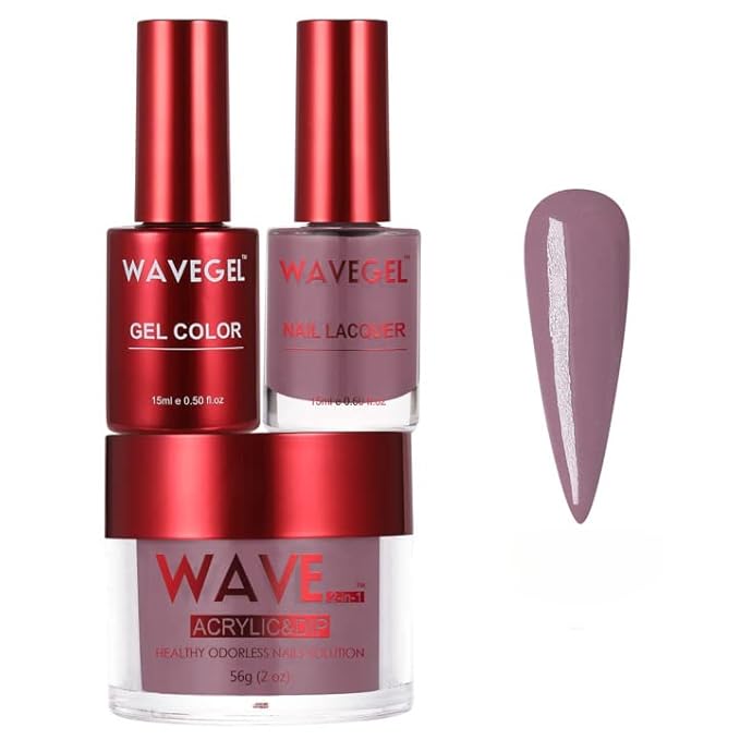 WAVEGEL Soak-Off Gel, Nail Lacquer & Acrylic/Dip Powder Matching Set - Queen Collection - #026 Mulberry