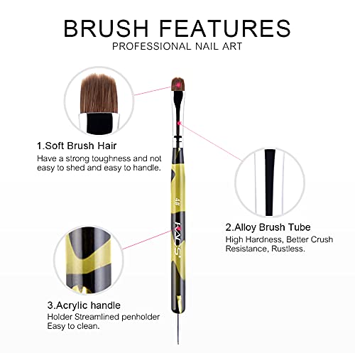 KADS Acrylic Sable Brush 2 Way French Nail Brush Professional French Manicure Clean-up Brush Nail Art Brush Nail Dotting Pen (Size 4)