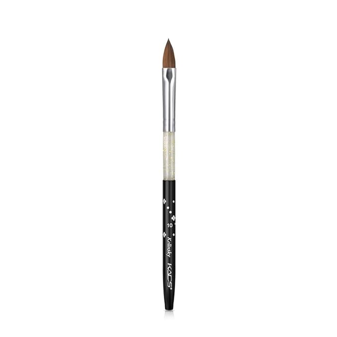 Size 10# Black 100% Kolinsky Sable Acrylic Nail Art Brushes UV Gel Nail Painting Pen Brushes (Size 10)