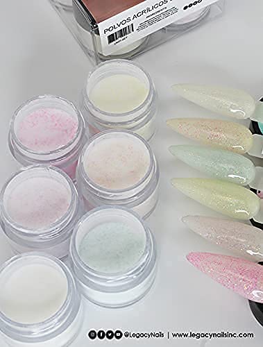 Legacy Nails Professional COLLECTION Acrylic Powder Kit 6 Colors Nail Art Set for Manicure DIY for Dip & Acrylic Nail Extensions (GLINTS COLLECTION)