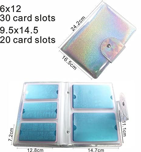 50 Slots Image Stamper Plate Collection Nail Art Stamp Plate Stamping Plates Cases Stamp Nail Template Organzier for 6.0x12.0cm and 9.5X14.5CM Nail Art Plates(Laser Silver)