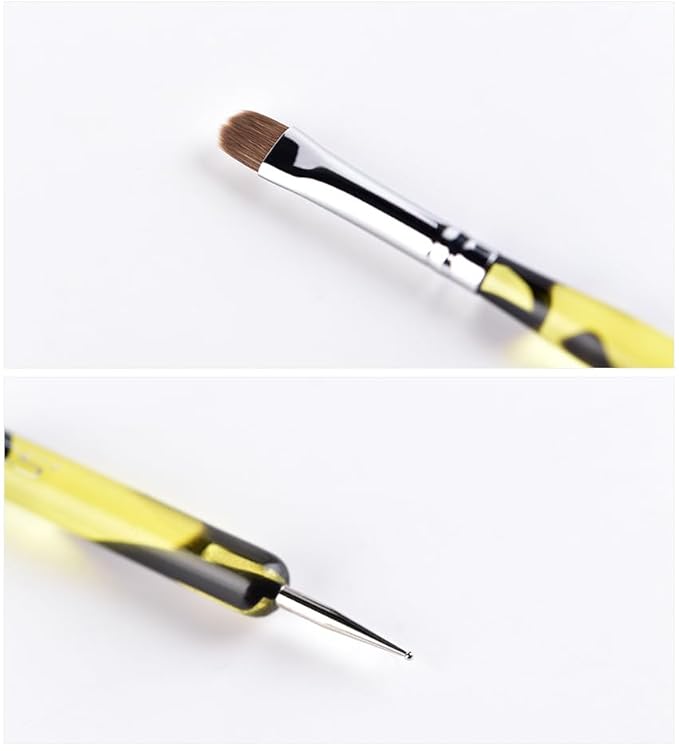 KADS Acrylic Sable Brush 2 Way French Nail Brush Professional French Manicure Clean-up Brush Nail Art Brush Nail Dotting Pen (Size 4)