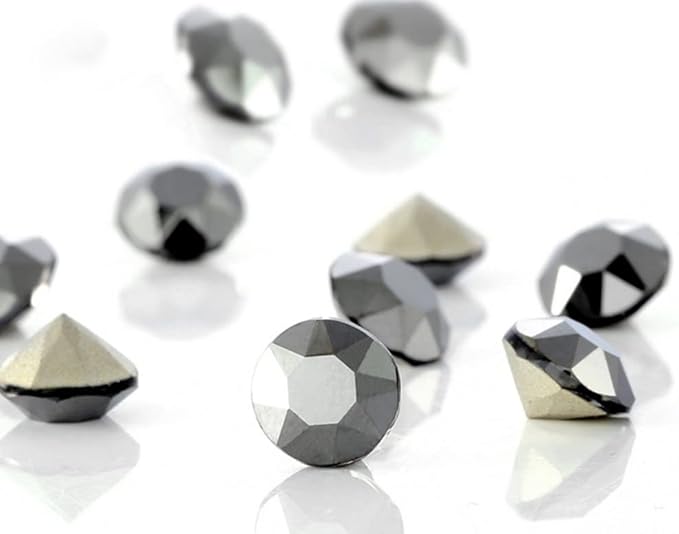 ChangJin 70PCS Mixed Colors K9 Crystals Point Back Rhinestones Round Fancy Stones for Nail Art (8mm 70PCS, Silver Black)