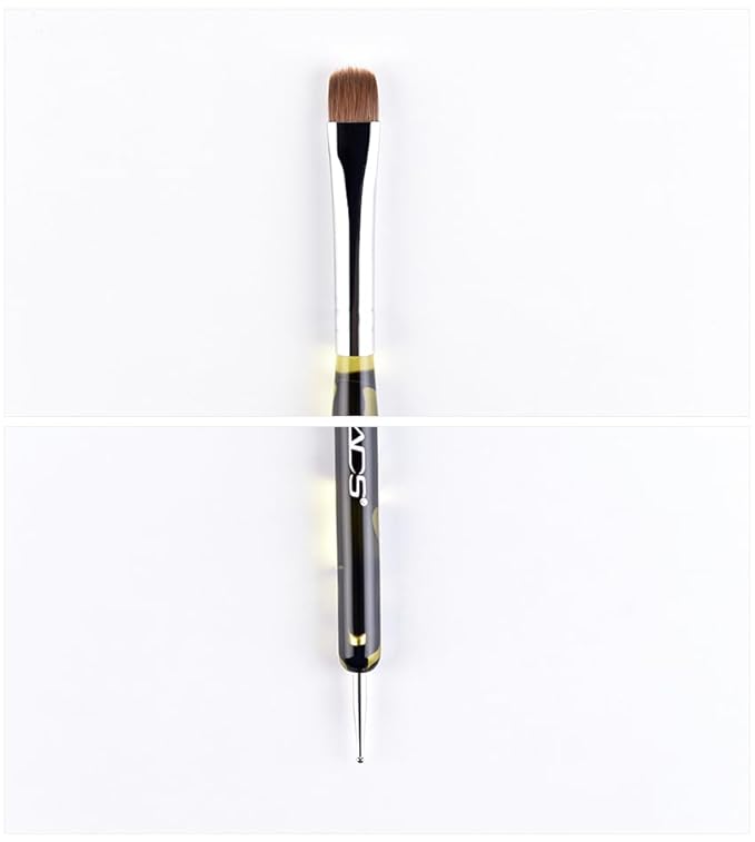 KADS Kolinsky Sable Brush 2 Way Acrylic Professional French Manicure Clean-up Brush Nail Art Brush Nail Dotting Pen (Size 6)